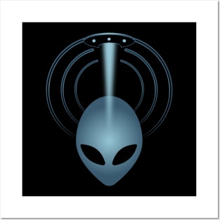 UFO Alien Head - Grey 11 Posters and Art